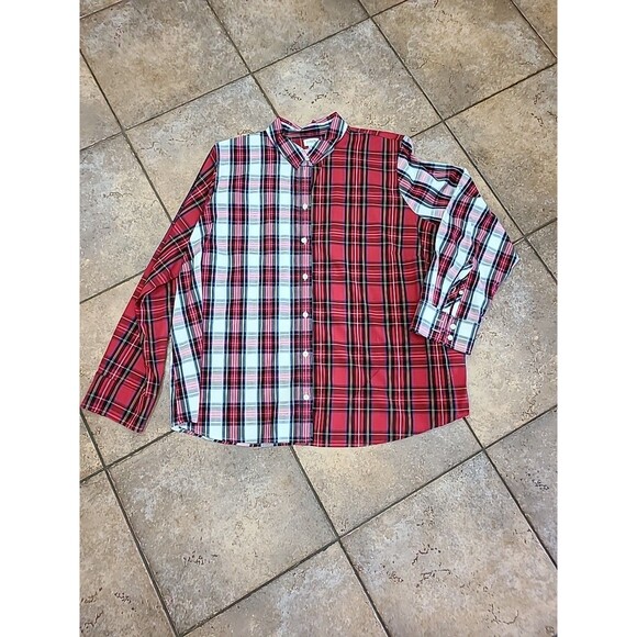 J Crew BM034 NWT Size XXXL Woman's Mixed-Tartan Plaid Shirt in Signature Fit - Picture 2 of 12